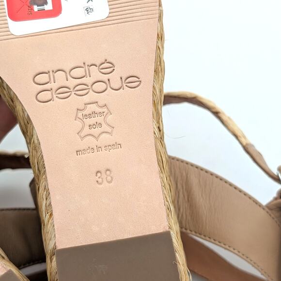 André Assous Milena Wedge Sandal Women's Open Toe Natural/Brown Size US8 EU38 - Picture 9 of 10